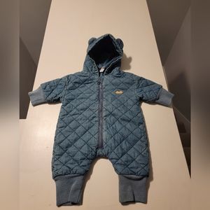 Souris mini hooded quilted denim one piece- 0-6m - excellent condition
